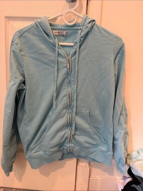 Light Blue Zip-Up Hoodie Sweatshirt